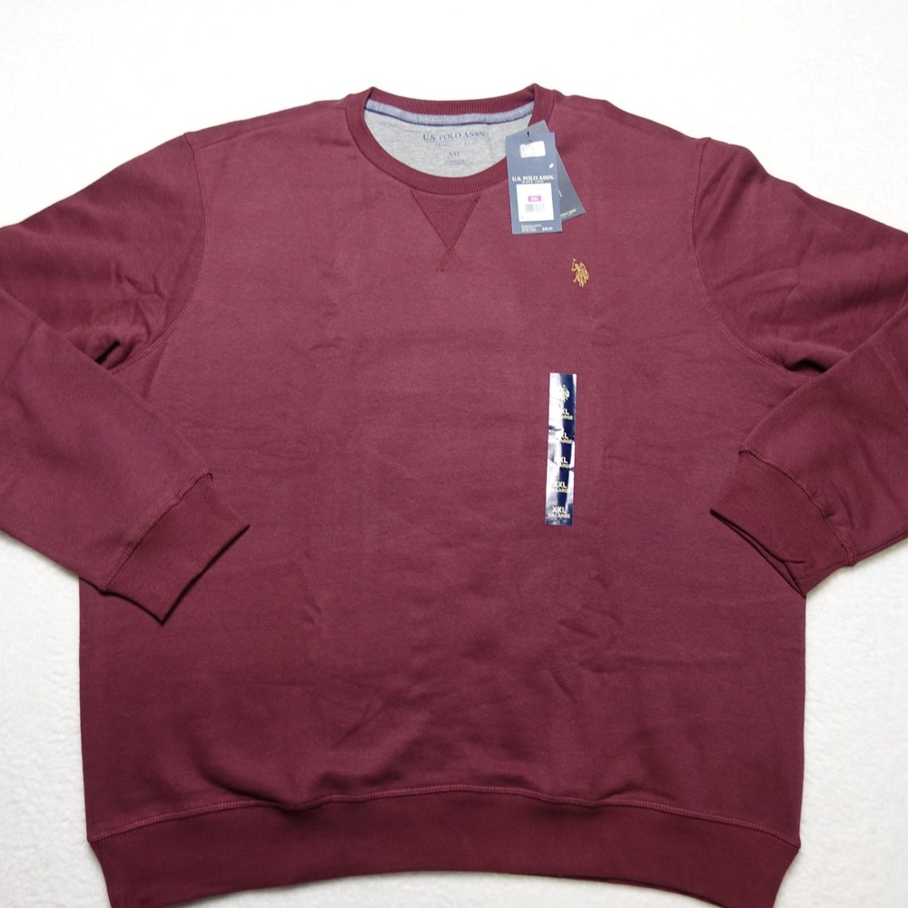 U.S. Polo Assn. Sweatshirt Men XXL Maroon Crew Neck Logo Pullover 11E0748R
